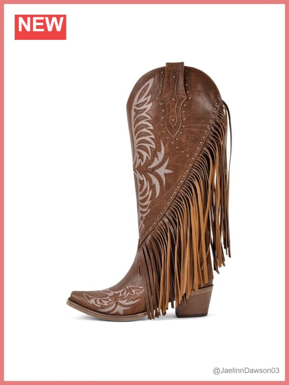 Wide Calf Faux Leather Fringe Cowgirl Boots Knee High 2in Chunky Heel